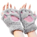 Pikkukuva 7 / 9: Pehmeät lapaset aikuisille - söpöt tassut - harmaa Grey one size