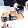 Miniatyrbillede 2 af 4: 3x Krydderikrukker med Bakke - Sort Black