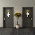 Miniatyrbild 5 av 7: set med 4 självhäftande WC-skyltar