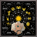Miniatyrbillede 4 af 9: Klud til tarotkort - stjernetegn - 80 x 80 cm Multicolor
