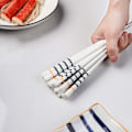 Miniatyrbillede 7 af 8: Spisepinde af porcelæn - luksuriøst design - 5 par White