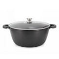 Miniatyrbillede 1 af 3: Gryde med marmorbelægning og glaslåg - 24 cm Black