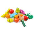 Miniatyrbillede 5 af 7: Trælegetøj - frugt og grønt - 14 dele Multicolor