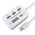 Miniatyrbillede 1 af 5: USB 2.0 Hukommelseskort læser + USB Hub (High Speed) White