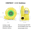 Miniatyrbild 1 av 5: Blåsare 450W Elektrisk fläkt Luftfläkt för uppblåsbara leksaker