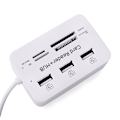 Miniatyrbillede 4 af 5: USB 2.0 Hukommelseskort læser + USB Hub (High Speed) White