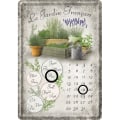 Miniatyrbild 1 av 2: Vykort i plåt med kalender - Le Jardin Francais - Frankrike, trädgård, romantiskt, lavendel