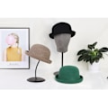 Miniatyrbild 4 av 4: RYI) Damer & Flickor Rullbar Kant Ull Kupolhatt Bowler (Mocka)
