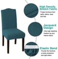 Strækbare stolebetræk til spisestue, sæt med 6, Jacquard ternet mønster, Polyester Spandex Elastiske Slipcovers, Turkis