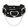 Miniatyrbild 1 av 2: Svart Smycke Kvinna Biker Läder Spikad Choker Födelsedagspresent Punk Läder Krage Spikad Nitar Halsband Black 43x4.4cm