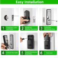 Miniatyrbillede 4 af 5: Nøgleløs Dørlås med Tastatur - Smart Dødlås til Fordør med 1 Nøgle - Automatisk Lås - Nem Installation - Satin Nikkel