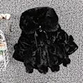 Miniatyrbillede 3 af 5: Børnejakke med imiteret pels, stor pelskrave, pelsbold, tyk quiltet pigejakke, vintertøj, 100 cm, sort balck 100cm