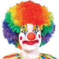 Miniatyrbillede 5 af 5: 4-pak Clownskostume Sæt Clown Regnbue Paryk + Clown Næse + Clown Vest til Halloween Cosplay Fester Karnevaler Klæd Ud Rolleleg Gave Optræden