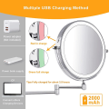 Miniatyrbilde 2 av 5: Inch USB-oppladbart LED-veggmontert sminke-speil med 3 fargetemperaturer, dobbeltsidig 1x/10x forstørrelsesspeil, berøringsskjerm, smart avstenging, 360° dreibar