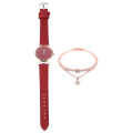 Miniatyrbild 2 av 2: 1 Set Damklocka Armband Set Kvinna Klocka Armband Set Klocka Armband Set Röd 23.5X3.5CM Red 23.5X3.5CM