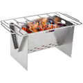 Miniatyrbillede 3 af 5: Udendørs Foldbar Komfur Grill Camping Bålplads Bærbar Foldbar Rustfrit Stål Køkkenudstyr Med Rygsæksgrillplade Bjergbestigning Campingudstyr
