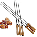 Miniatyrbilde 4 av 5: RYO_6 stk Grillspyd i rustfritt stål med trehåndtak, gjenbrukbare pinner for grilling
