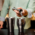 Miniatyrbilde 4 av 5: To dobbelthovede målebeger i rustfritt stål, dobbelthovede vinmålebeger, dobbelthovede vinkrus, barspesial for bartendere