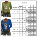 Miniatyrbillede 2 af 2: Kvinders Jule-Elg Print V-Hals T-shirt Julefritid Langærmet Trøje TopperMGrey Grey M
