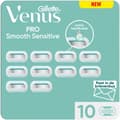 Smooth Sensitive Rakbladsrefiller för kvinnor, 5-blad med Aloe Vera-smörjning, 10-pack