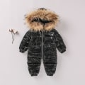 Miniatyrbillede 1 af 4: Baby Éndagsjakke med Dunfyld, Tyk Dunjakke til Børn, Éndagsdragt 80cm Sort black 80cm
