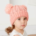 Pikkukuva 1 / 5: Tyttöjen neulottu beanie-pipo vauvalle, talvipipo, söpö vauvan pompom-pipo tytöille ja pojille, paksu ja lämmin taaperopipo, 1-5 vuotta, 1 kpl (vaaleanpunainen)