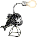 Miniatyrbilde 1 av 5: Kreativ Fiske Lampe, Fiskefisk Lampe Kunstlampe, Retro Jern Jern Hai Lampe, Usb Led Nattelys Fiske Lampe, L Lampe