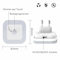 Miniatyrbilde 4 av 5: Dimbar LED-nattlampe med bevegelsessensor Sett med 2 nattlamper Stikkontakter Kontinuerlig justerbar lysstyrke 3 moduser (Auto/På/Av) Orienteringslys