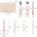 Miniatyrbild 2 av 5: 7-delad Professionell Nagelklipparsats i Rostfritt Stål, Nagelsax, Manikyr- och Pedikyrset med Elegant Ask för Resor och Hem (Rosa Gl