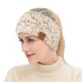 Miniatyrbillede 2 af 4: Dame Vinter Varmt Hårbånd Fuzzy Fleece Foret Tyk Kabelstrikket Wrap (2 stk), Hårtilbehør Vinter Damer Prik Garn Uld Strikket Hårbånd Efterår Og Vin