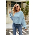 Miniatyrbilde 1 av 3: Hettegenser med flaggermusarmer, lang erme, oversized, ribbestrikket, sidesplit, for kvinner Light blue XL