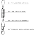 Miniatyrbilde 4 av 5: Rustfritt Stål Swing Fjær Spenningsfjær Kroksett Utendørs Hengekøye Hengestol Oppheng Buffer Roterende Teleskopisk Enhet, Hengestol Swing S