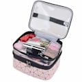 Miniatyrbillede 4 af 5: Kosmetikpose Dobbelt Lag Rejse Kosmetikboks Makeup Opbevaring Toilettaske Pink