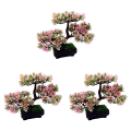 Pikkukuva 1 / 4: 3 kpl Tekokeinotekoinen Bonsai-mänty Mini-simulaatiopuu Kasvi Koti Sisustus (vaaleanpunainen) 3 kpl 3pcs