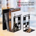 Miniatyrbillede 2 af 5: /Ryi/Bogstøtter, Bogreol Bogstøtter, Dekorative Metalbogstøtter (Sort 1 Par) til Bogormegaver, Abstrakt Design Bogdeler Stativ