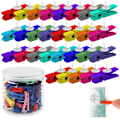 Miniatyrbilde 1 av 5: Push-pinner med tre-klips 50 stk Push-pinner Tommelknapper Tre-klips med push-pinner Fargerike for korktavler Kunstverk Notater Bilder Håndverk