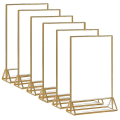 Miniatyrbillede 1 af 5: 6 stk. Guld Skilt Holder 4x6 Tommer Akryl Dobbeltsidet Skrivebords Display Stativ Bryllup Bord Digital St
