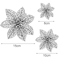 Miniatyrbillede 5 af 5: 30 stk. Juleglitter-Juleblomst, 8/10/15 cm Juletræspynt Juleblomst Dekoration Pynt til Krans Garland (Sølv)