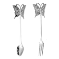 Miniatyrbilde 1 av 4: 2 stk Butterfly-skjeer, blank polert rustfritt stål, kaffeskje, gaffel, bestikk, robust sølv