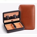 Miniatyrbillede 3 af 4: Bærbar Cigarkasse Cedertræ Cigarskærer Lighter Etui Kreativ Rejsecigar Værktøj Læderetui Samlekasse Sort