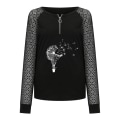 Miniatyrbillede 5 af 5: Mode Dame O-Hals Udsletning Langærmet T-shirt Efterår Trykning Lynlås Bluse Toppe L Hvid White L