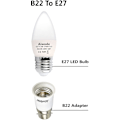 Miniatyrbild 2 av 5: B22 till E27 Sockelomvandlare, Sockeladapter för LED-lampor och halogenlampor, Max Effekt 200W, 0~250V, 120 Grader Värmebeständig, 5-pack.