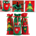 Miniatyrbilde 3 av 3: 3 stk. Spiseborddekorasjon Julefestdekorasjoner Julegodteripose Vinflaskedeksel Juledekorasjon Rød 30X15CM Red 30X15CM