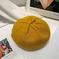 Pikkukuva 4 / 5: Beretti Naisille, Ranskalaistyylinen Pipo Talvi Muoti Lämmin Villavuori Neulotuppi Retro Pehmeä Puhdas Väri Villikeltainen Yellow