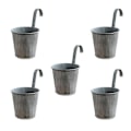 Miniatyrbillede 3 af 3: 5 stk. Balkon Hængende Spande Vintage Jern Blomsterkurv Blomsterholder Vase 11,5X11,5X18,5CM 11.5X11.5X18.5CM