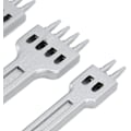 Miniatyrbillede 2 af 4: Stål Læder Syning Punch, 2/4/6 Prong Række Hul Punch Diamant Snøring Syning Mejsel Sæt, Læder Prikkejern (1 Sæt Med 3 stk, Sølv)