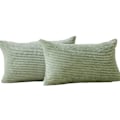 Miniatyrbillede 1 af 5: Lændepudebetræk 2-pak Dekorative Stribede Corduroy Rektangulære Pudebetræk Aflange Pudebetræk Til Sofa Salviegrøn 12 x 20 Tommer Sage Green 12 x 20 Inch