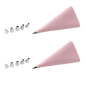 Miniatyrbilde 4 av 5: 2x Silikon Sprøyteposer og Rustfritt Stål Dyser Rosa