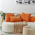 Miniatyrbillede 4 af 5: Lændepudebetræk 2-pak Dekorative Stribede Corduroy Rektangulære Pudebetræk Lange Pudebetræk Til Sofa Brændt Orange 12 x 20 Tommer Burnt Orange 12 x 20 Inch