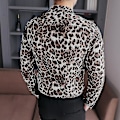 Miniatyrbilde 3 av 3: Menn Skjorte Slim Fit, Casual Leopard Print SocialAsian 4XL 77-85KG Asian 4XL 77-85KG